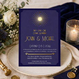 Navy Gold Art Deco Cosmic Wedding Elegant