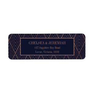 Navy Gold Art Deco Custom Return Address Label