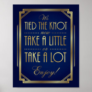 Navy Gold Art Deco WEDDING TREAT Sign Print