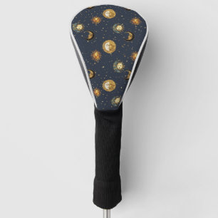 Navy Gold Astrology Symbols Cosmic Golf Head Cover