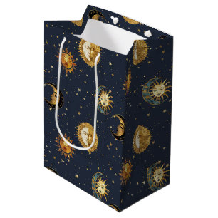 Navy Gold Astrology Symbols Cosmic Medium Gift Bag