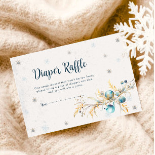 Navy Gold Baby Its Cold Outside Diaper Raffle  Enclosure Card