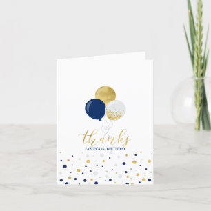 Navy & Gold Balloons 1st Boy Birthday Thank you