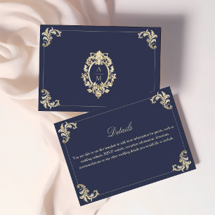 Navy Gold Baroque Wedding Details Enclosure Card