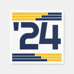 Navy & Gold Bars Class of '24 Grad Party Napkin
