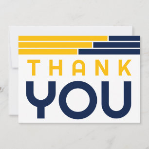 Navy & Gold Bars Grad Party Thank You Card