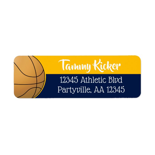 Navy & Gold Basketball Address Return Address Label (Front)