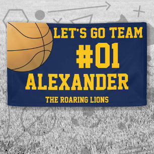 Navy Gold Basketball Team Spirit Banner