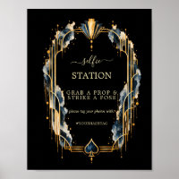 Navy Gold Black Gatsby Casino Wedding Hashtag