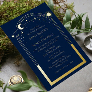 Navy Gold Celestial Photo Sun Moon Stars Wedding