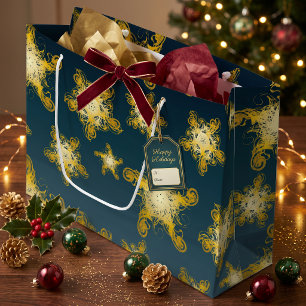 Navy Gold Celestial Starry Night Birthday Xmas Large Gift Bag