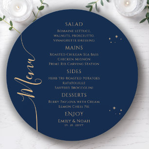 Navy Gold Celestial Stars Wedding Menu