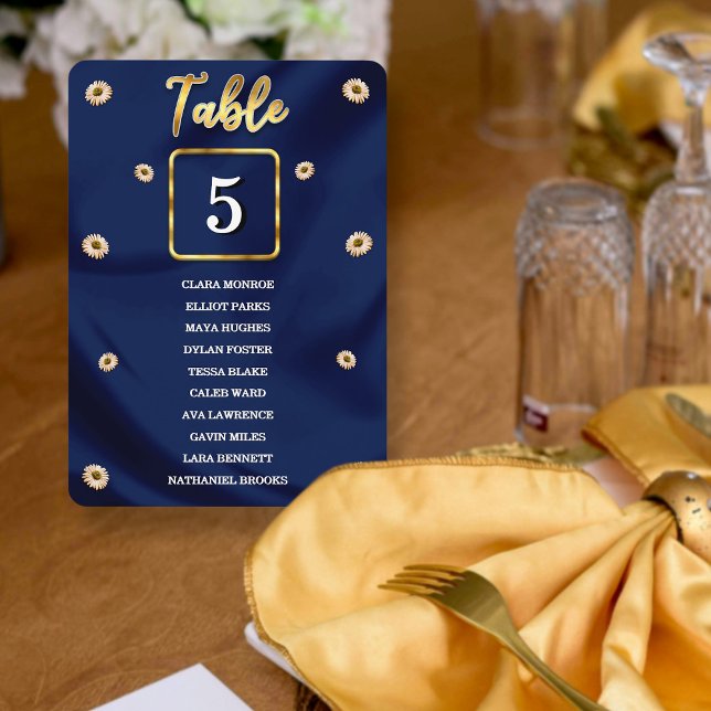 Navy & Gold Chic Wedding Table Number Seating List (Creator Uploaded)