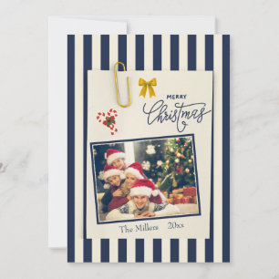 Navy gold Christmas Scrapbook Photo holiday card