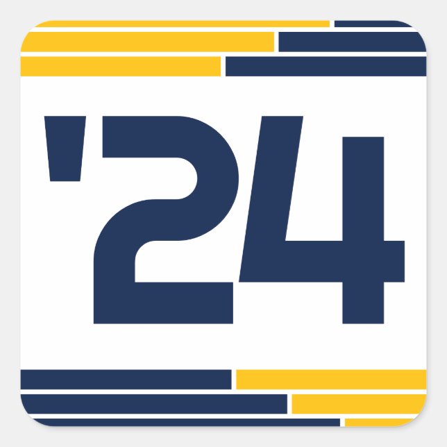Navy & Gold Class of '24 Graduation Square Sticker (Front)