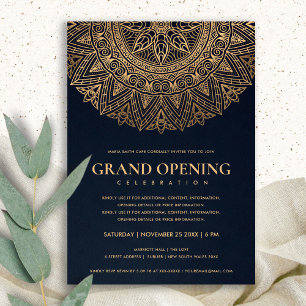 NAVY GOLD CLASSIC ORNATE MANDALA GRAND OPENING INVITATION
