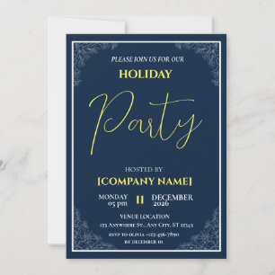 Navy Gold Company Holiday Party Invitation