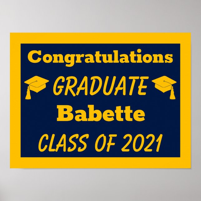 Navy Gold Congratulations Graduation Poster (Front)