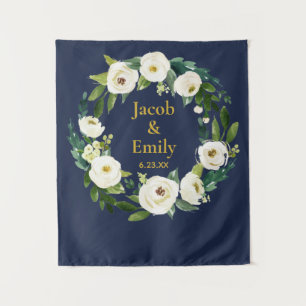Navy Gold Custom Wedding Photo Booth Backdrop Prop Tapestry