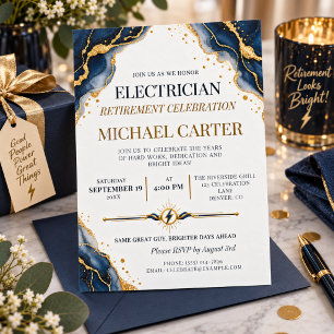 Navy Gold Electrician Retirement Celebration Invitation