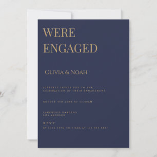 Navy & Gold Elegant Engagement Party Invitation