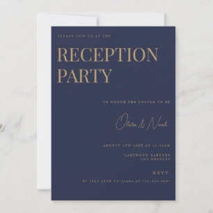 Navy & Gold Elegant Reception Invitation Card
