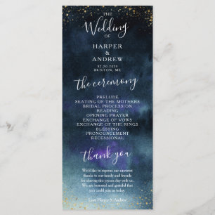Navy Gold Elegant Wedding Ceremony Program