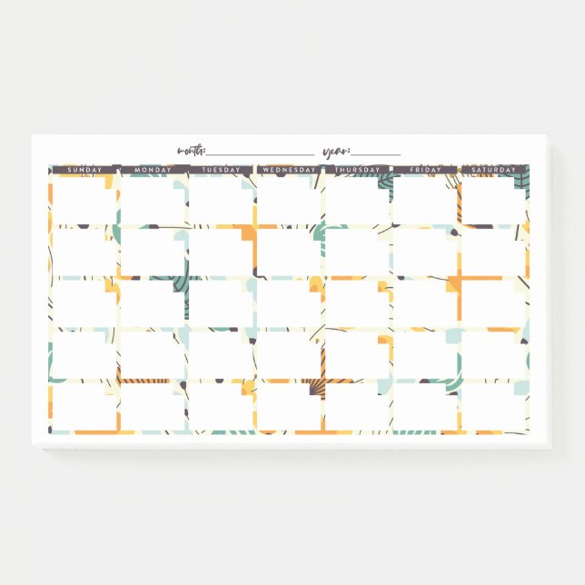 Navy & Gold Floral Post-It Undated Calendar Notes (Front)