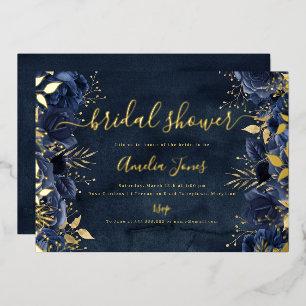 Navy Gold Floral Rose Bridal Shower