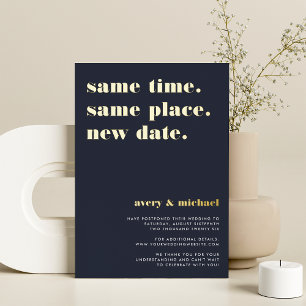 Navy & Gold Foil Modern Wedding Postponement Card