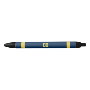 Navy & Gold Football Team Personalised Black Ink Pen