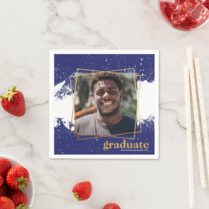 Navy & Gold Funky Splat Graduation Napkins