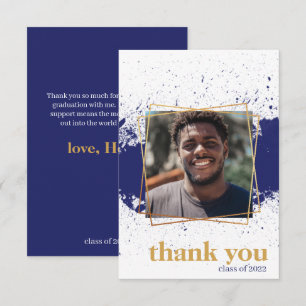 Navy & Gold Funky Splat Graduation Thank You Card