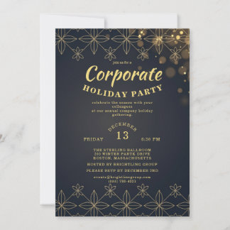 Navy Gold Geometric Corporate Holiday Party Invitation