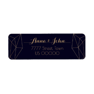 Navy Gold Geometric Heart Return Address Label