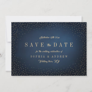 Navy & Gold Glitter Simple Save The Date