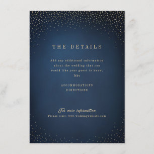 Navy & Gold Glitter Simple Wedding details card