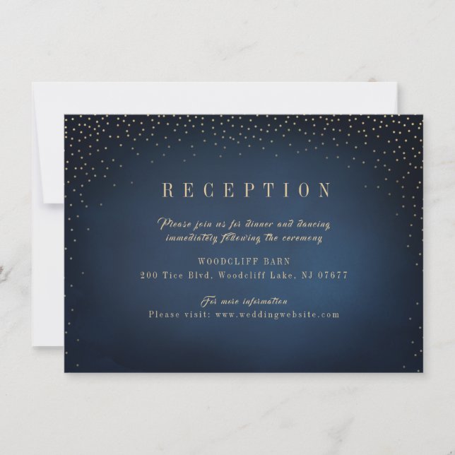 Navy & Gold Glitter Simple Wedding reception Invitation (Front)