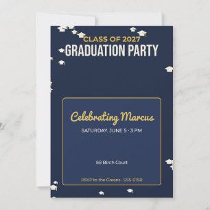 Navy Gold Graduation Party Invitation Class of 202