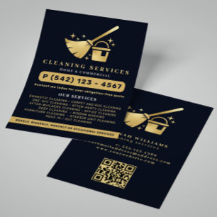 Navy & Gold House Cleaning Services QR Code Flyer