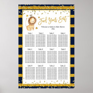 Navy Gold Lion Baby Shower Seating Chart