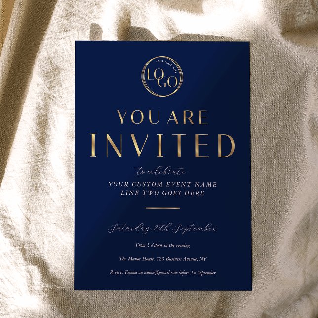Navy & Gold Logo Elegant Business Event Gala Invitation (Creator Uploaded)
