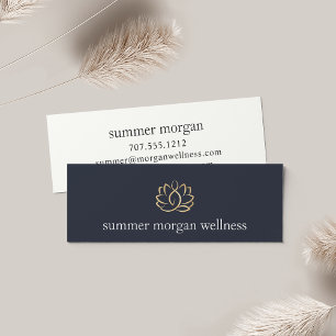 Navy & Gold Lotus Flower Logo Mini Business Card