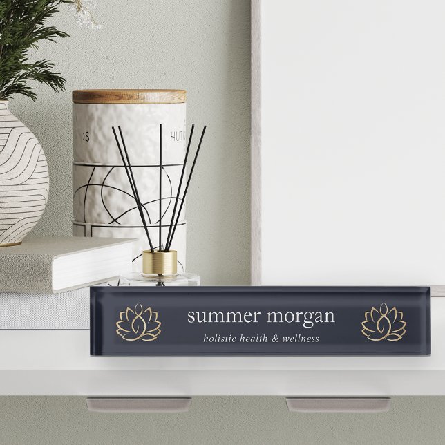 Navy & Gold Lotus Flower Logo Nameplate (Creator Uploaded)