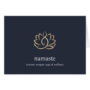 Navy & Gold Lotus Flower Logo Note Cards