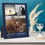Navy & Gold Love Anniversary Gift Photo Collage Plaque<br><div class="desc">Capture your special moments with this personalised photo plaque. This custom design features a stylish gold letterin "Still in Love" with photo collage with a navy blue background. This will be a great gift for couple's wedding anniversary celebration. More photo gifts are available at my shop BaraBomDesign.</div>