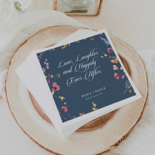 Navy Gold Love Laughter and Happily Ever After Napkin