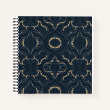 Navy Gold Marble Abstract Luxury Notebook