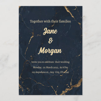 Navy Gold Marble Invite