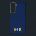 Navy & Gold | Minimal Modern Initial Monogram Samsung Galaxy Case<br><div class="desc">This stylish phone case design features a simple modern design in navy blue & gold. Make one of a kind phone case with custom initials and name. It will be a cool, unique gift for someone special or yourself. If you want to change the fonts or position, click the "Customise...</div>